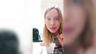 Slut Fingering Her Wet Pussy in Public Toilet and Orgasms on Cam