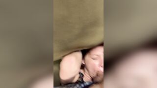 Sexy Milf facefucked on shop couch