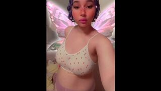 Chubby fairy slut plays with her big boobs and ass