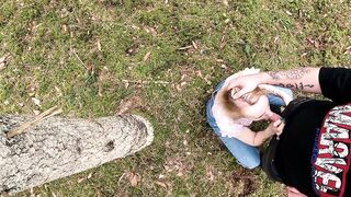 Sucking random guy in a public forrest