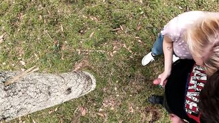 Sucking random guy in a public forrest