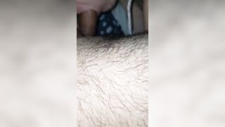 Step Mom takes a selfie doing a dirty blowjob with her big mouth