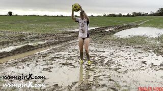 Muddy Football (soccer) Practise with ONLY a T-shirt