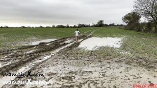 Muddy Football (soccer) Practise with ONLY a T-shirt