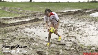 Muddy Football (soccer) Practise with ONLY a T-shirt