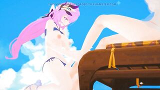 Honkai Impact Elysia and Kiana Beach Sex Hentai Mmd 3D Purple Hair Color Edit Smixix