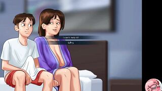 Summertime saga #76 - I masturbate looking at the housewife's tits