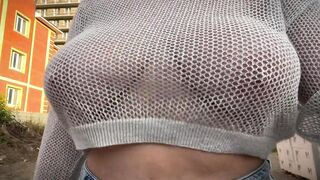 FLASHING MY BIG NATURAL TITS IN PUBLIC