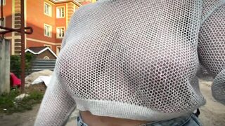 FLASHING MY BIG NATURAL TITS IN PUBLIC