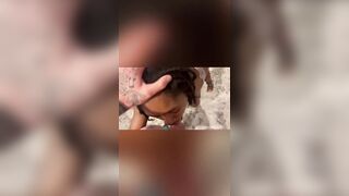 Beautiful Tiny Teen Black Girl Sucking White Cock like a Pro