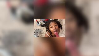 Beautiful Tiny Teen Black Girl Sucking White Cock like a Pro