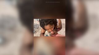 Beautiful Tiny Teen Black Girl Sucking White Cock like a Pro