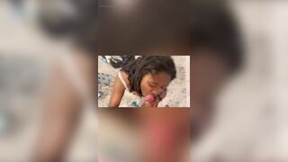 Beautiful Tiny Teen Black Girl Sucking White Cock like a Pro