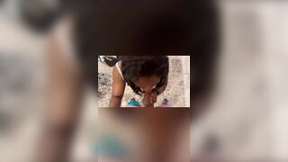 Beautiful Tiny Teen Black Girl Sucking White Cock like a Pro