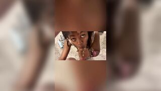 Beautiful Tiny Teen Black Girl Sucking White Cock like a Pro