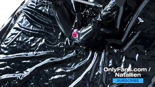 Rubberdoll Natallien playing in latex condomsuit / OnlyFans teaser