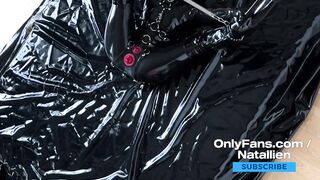 Rubberdoll Natallien playing in latex condomsuit / OnlyFans teaser