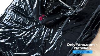 Rubberdoll Natallien playing in latex condomsuit / OnlyFans teaser