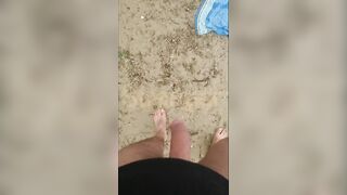 My big cock on the beach, voyeurs and milf