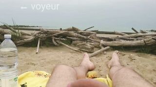 My big cock on the beach, voyeurs and milf