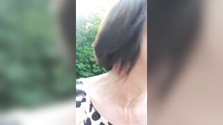 Outdoor squirting and nude walk