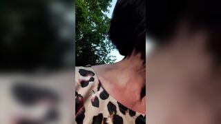 Outdoor squirting and nude walk