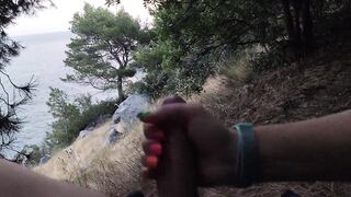 Man Meet Cute Hairy Girl in the Forest and Fucking Her Hairy Pussy. He Made His Cum with Handjob