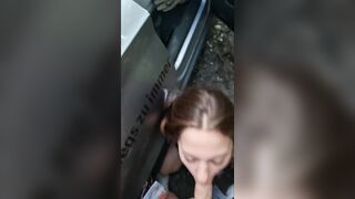 Wife and Husband get horny in the car and they end up fucking in the woods