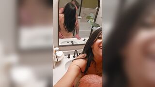 Perfect Milf records herself getting fucked hard in the bathroom, real orgasms until she squirts