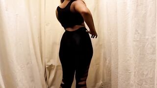 wet look black shine cut leggings try on haul