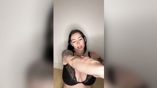 British teen dirty talks whilst running her tits in massage oil