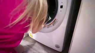 Innocent Girl Gets Fucked By Stranger While She Is STUCK In The Washing Machine Cum Fast